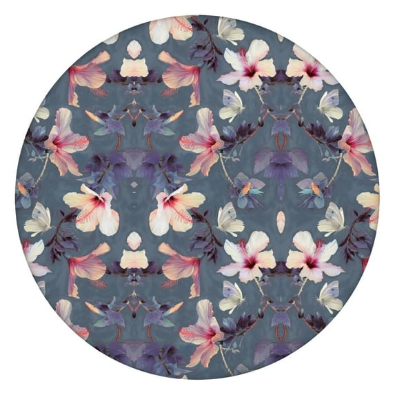 Garden-Inspired Floral Round Table Cover Elastic Edge Waterproof Tablecloth with Spring Floral Pattern