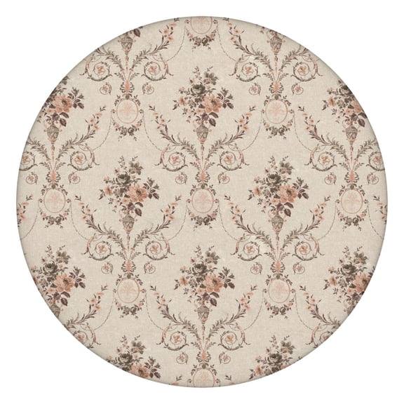 Garden-Inspired Floral Round Table Cover Elastic Edge Waterproof Tablecloth with Spring Floral Pattern