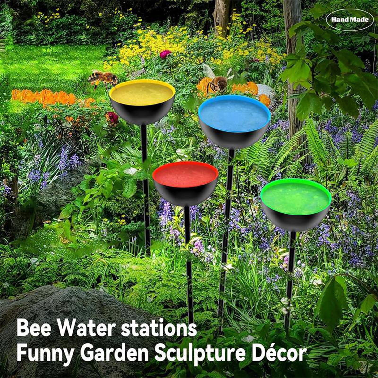 Garden Iron Water Feeder Stake Rust Proof Ground Pole Bird Butterfly Feeder Outdoor Garden Decor for Yard Patio Lawn Flower Bed Backyard Wildlife Water Station Decorative Garden Use