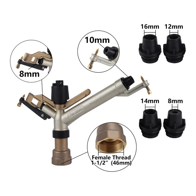 Garden Irrigation 1.5 Inch Female Thread Long Spray Distance Sprinkler