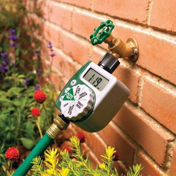 Garden Irrigation Controller, Automatic LCD Display Water Timer for Garden Hose Sprinkler, Programmable Faucet Timer with Rain Delay, Battery Operated