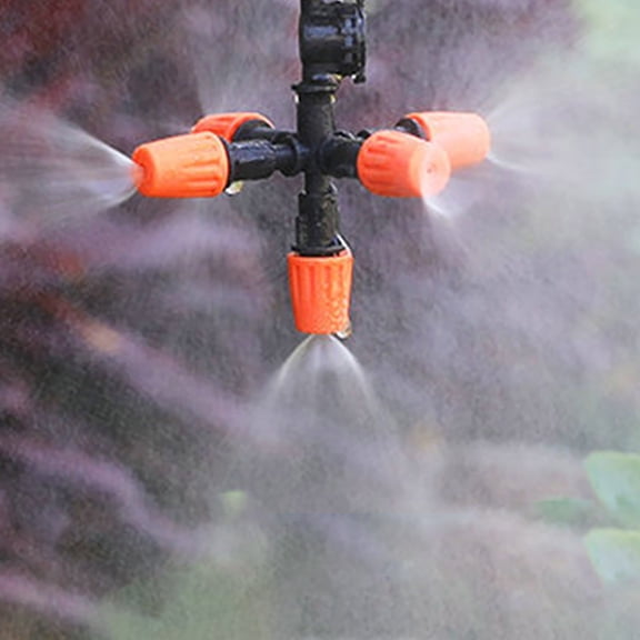 Garden Irrigation Tool Five Nozzle Connector - Fine Mist Sprayer for Watering Plants, Humidifying, Dedusting - Adjustable Micro Sprinkler Head for Greenhouse, Balcony, Flower Bed, Small Garden - 1 Pa