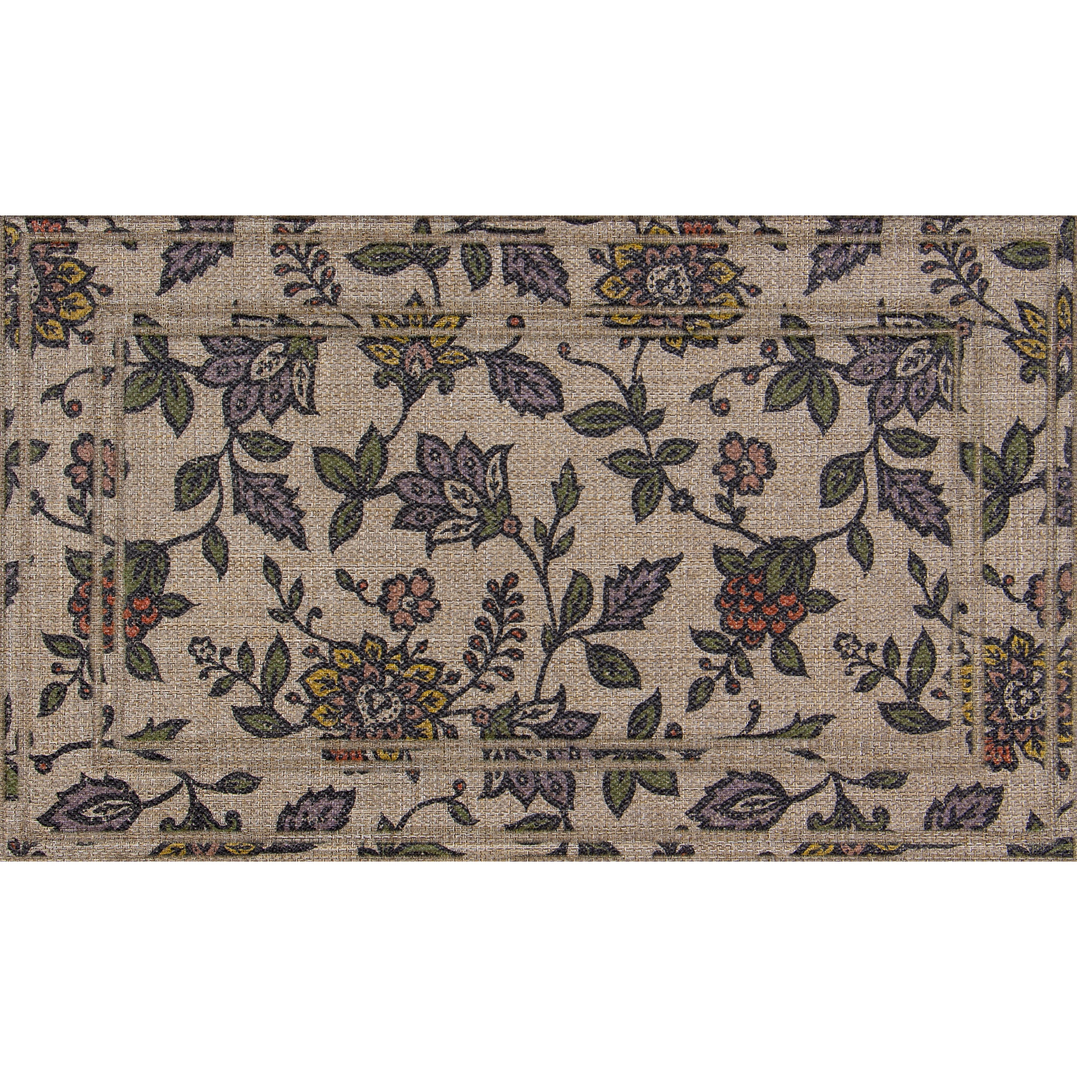 Garden Jacobean Floral, Apache Mills Sisal 18x30 Indoor Outdoor Entrance Doormat
