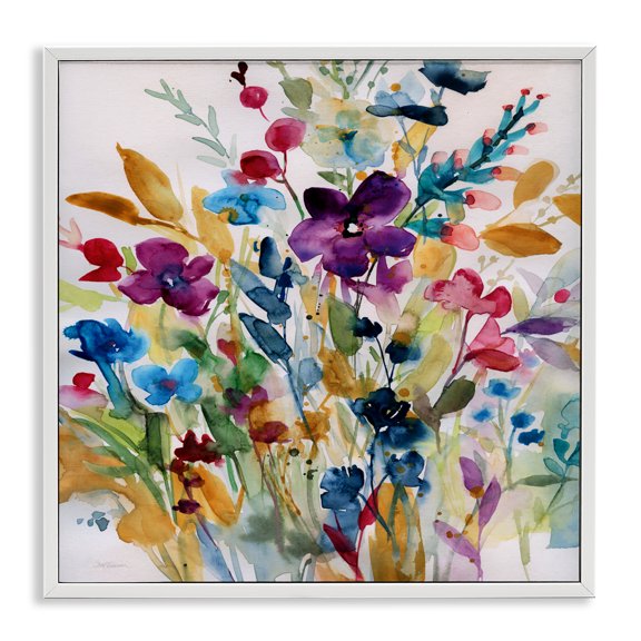 Stupell Industries Garden Jewels Abstract Flowers White Framed Giclee Art, design by Carol Robinson, 24 x 24