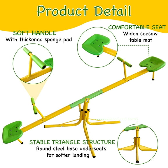 Garden Kids Playground Seesaw Steel Outdoor Seesaw 360 Degree Rotation Seesaw Playground Equipment,Antique Yellow Metal Toys Outdoor Sports