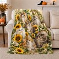 thumbnail image 1 of Garden Kitten Cluster Sunflower Portrait, Festive Pet Portrait Pattern, Warm Flannel Blanket for Living Room and Bedroom, Cat Lovers Christmas Gift, Pet Lover Home Decor, 1 of 9