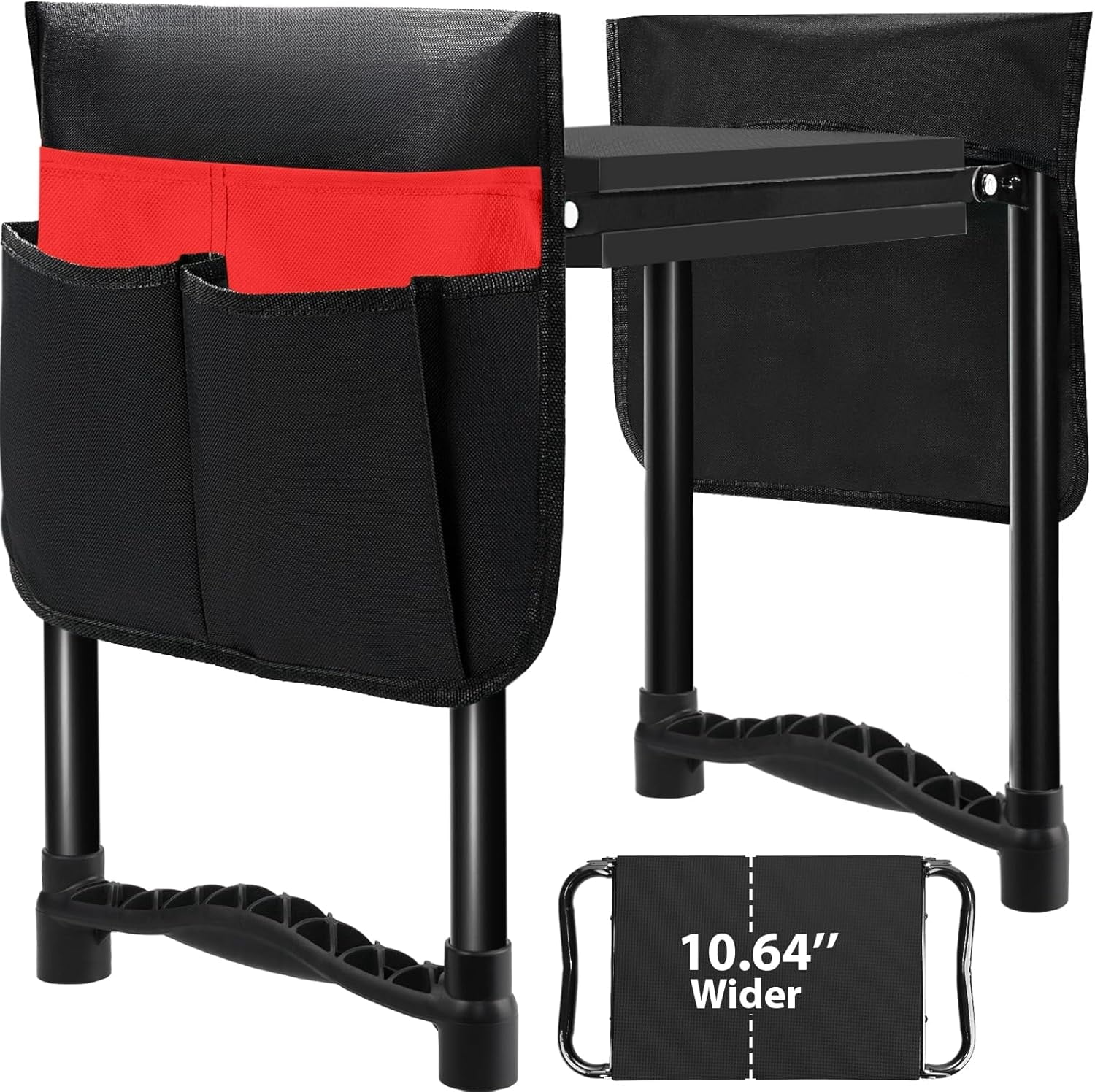 Garden Kneeler and Seat 10.64” Wider Larger Soft Kneeling Pad Garden Bench with 2 Large Tool Pouches Heavy Duty Garden Stool Foldable Tools Gardening Gifts for Women Men Gardeners