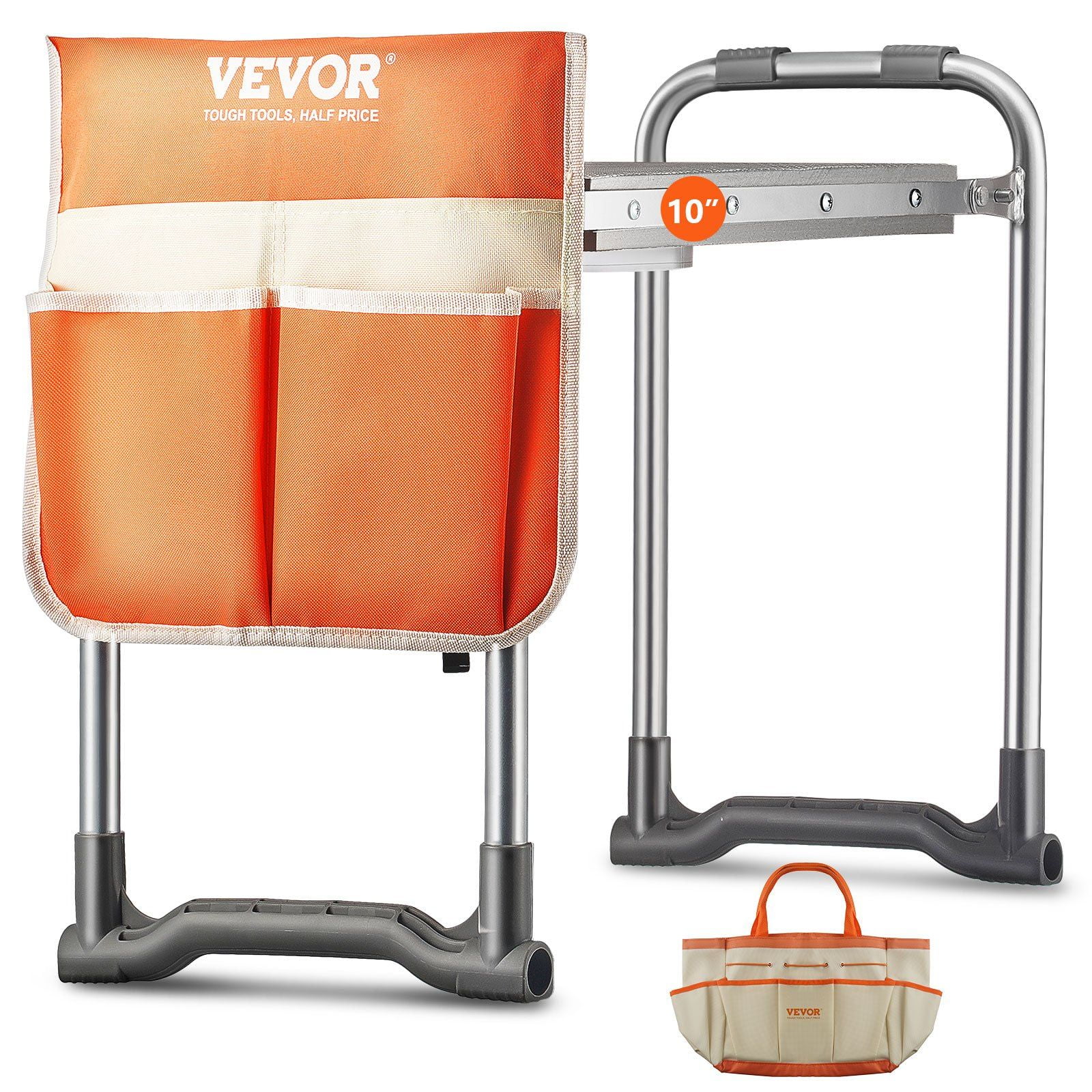 Yellow and Silver Foldable Garden Kneeler and Seat with Tool Bag
