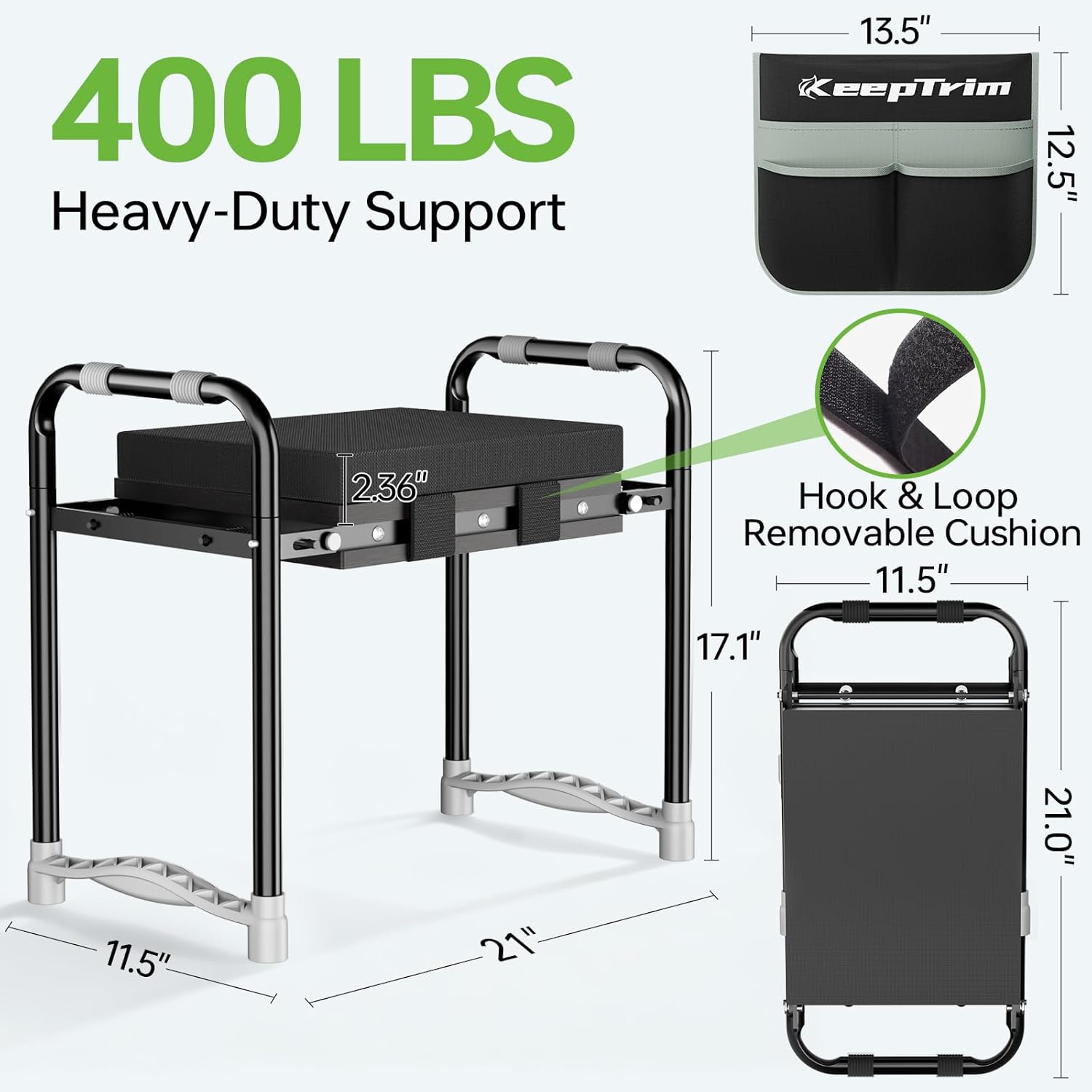 Garden Kneeler and Seat, Foldable Ergonomic Kneeling Bench with Tool ...