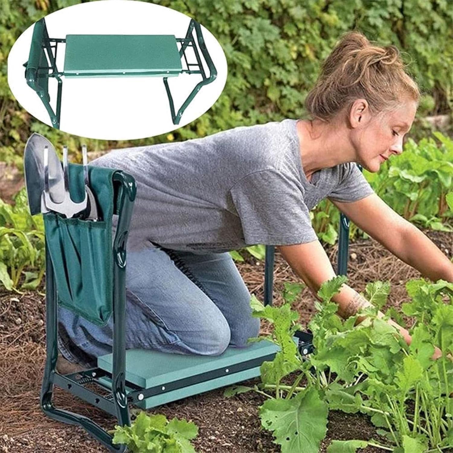Garden Kneeler and Seat Heavy Duty Portable Folding Outdoor Lawn Patio Comfortable Soft Foam Kneeling Pad and Bench Seat Chair Stool Gardening Hand Tools