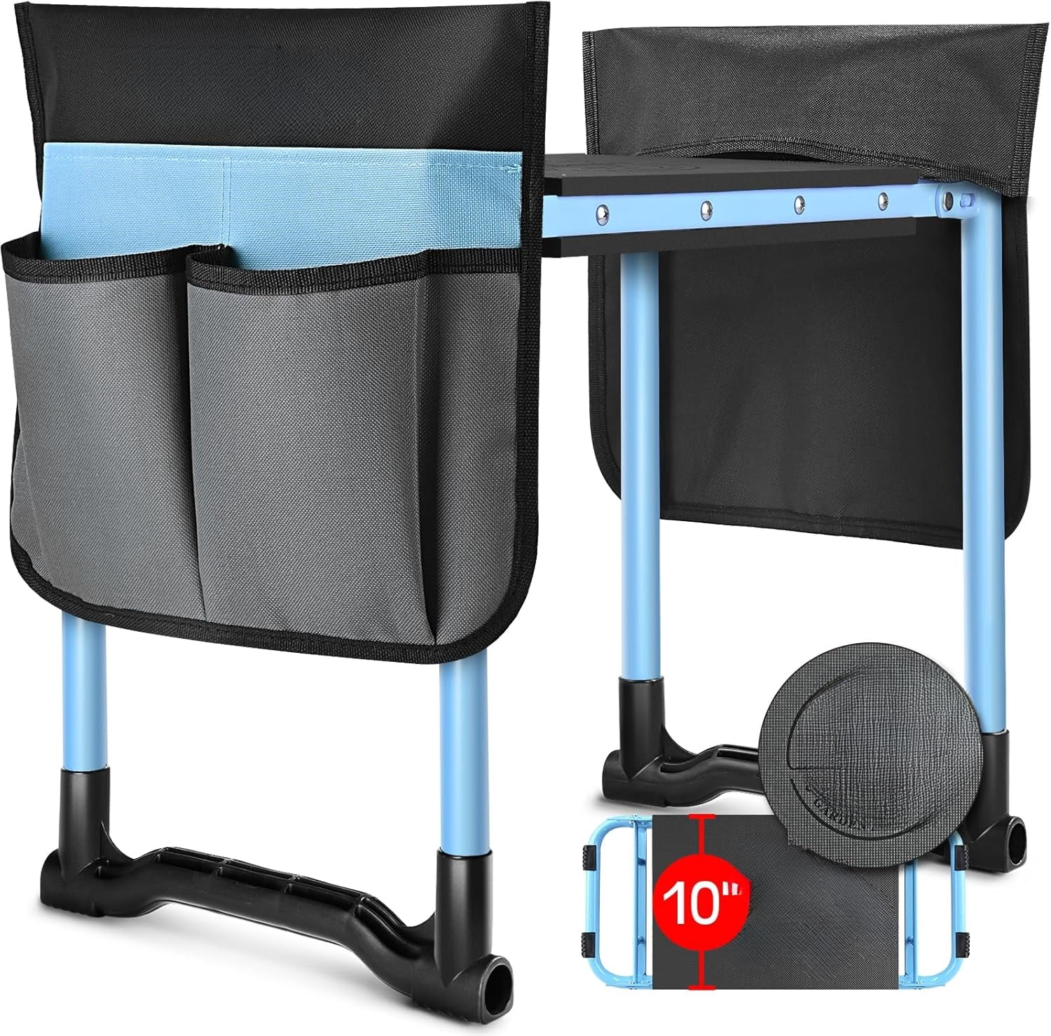 Garden Kneeler and Seat Heavy Duty,Upgraded Foldable Gardening Stool Widened to 10" Stable Wear-Resistant Prevent Knee and Back Pain, Bench High-End 2 Large Tool Bags Gift for Women