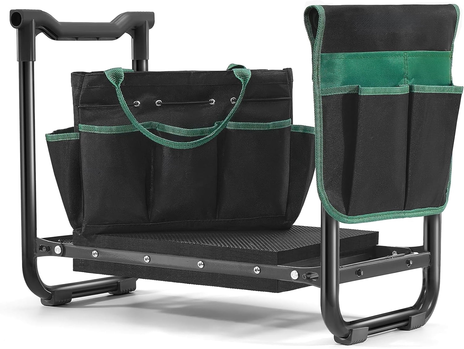 Garden Kneeler and Seat Heavy Duty, Wider and Thicker Kneeling Pad for Foldable Gardening Stool with 2 Tool Pouches, Gardening Gifts Tools for Women Mom Men Seniors