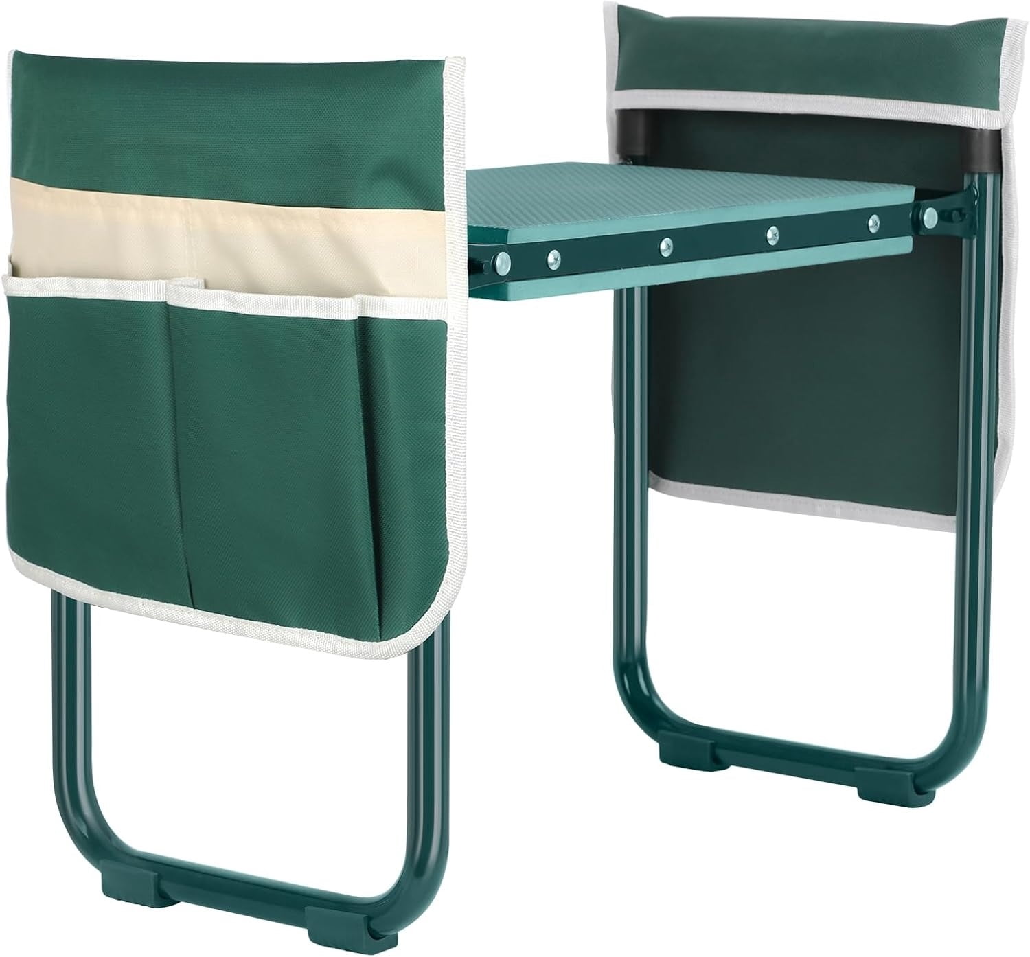 Garden Kneeler and Seat, Upgraded Foldable Gardening Stool with 10.23" Wide Kneeling Pad, Heavy Duty Gardening Bench Chair with 2 Tool Pouches, Gardening Gifts for Seniors Mom Women Men