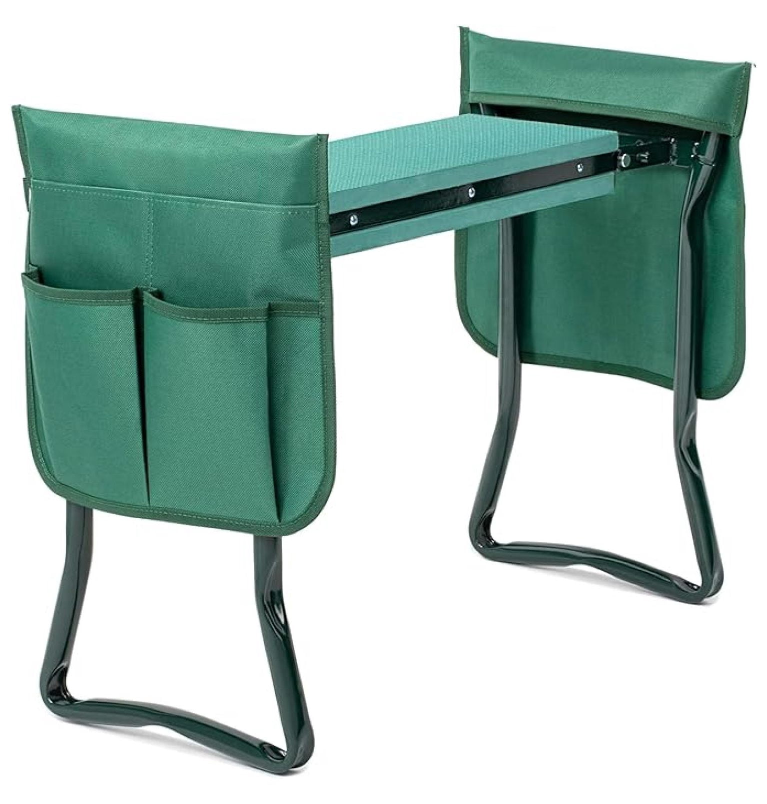 Garden Kneeler and Seat, Foldable Gardening Stool with Tool Pouch - Heavy Duty Kneeling Pad for Outdoor Work, Fishing, Arbor Day Gift - Green