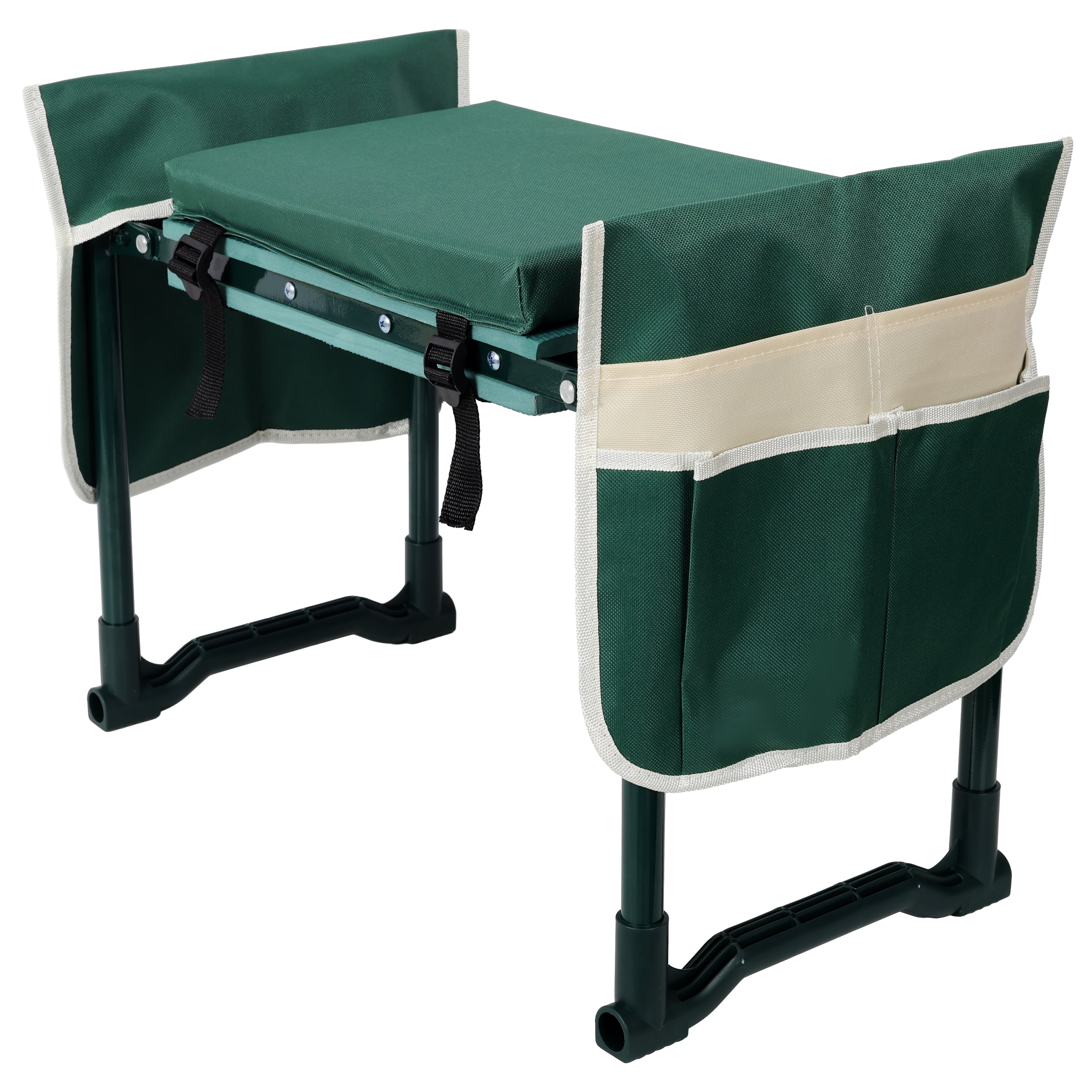 Garden Kneeler and Seat, Foldable Stool with 3 Tool Pouches & EVA Foam Pad, Heavy Duty 330lbs Capacity Kneeling Bench for Gardening, Seniors, Green