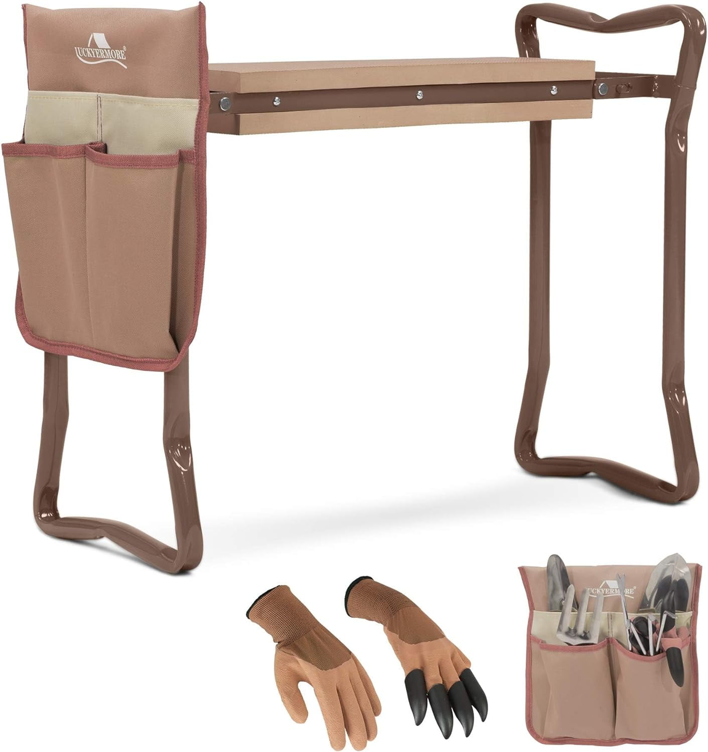 Garden Kneeler and Seat, Garden Folding  with Tool Pocket,  and Soft EVA Kneeling Pad