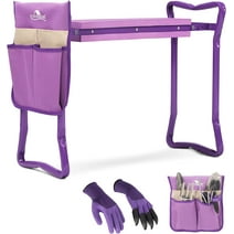 Garden Kneeler and Seat Stool Garden Folding Bench with Tool Pocket,Garden Gloves and Soft EVA Kneeling Pad for Gardening Lovers,Purple