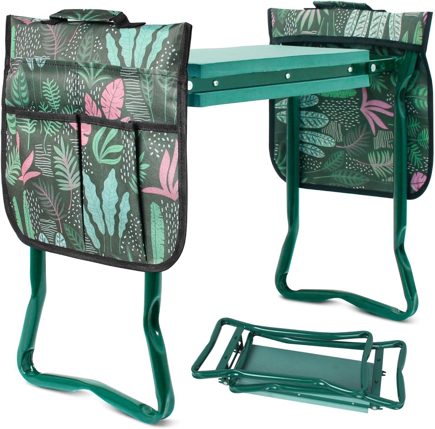 Garden Kneeler and Seat Stool with 2 Large Tool Bags and Soft Kneeling ...