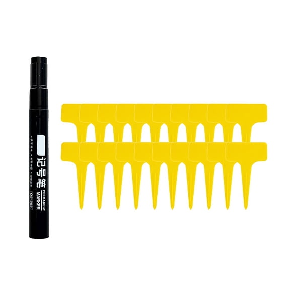 Garden Labeling Kit 1ml Marking Pen and 20 Labels for Horticulture Vegetable Gardening Tracking Polyester Construction Easy Application, 2.36*3.93 in, Yellow