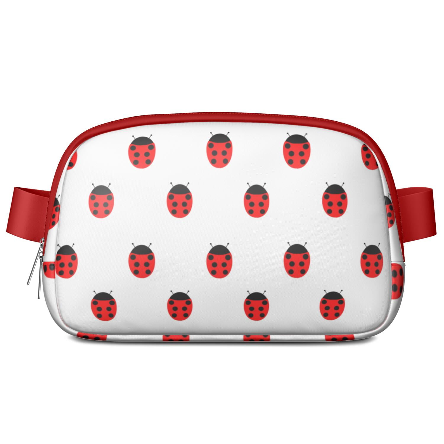 Garden Ladybird Fanny Pack – Cute Cartoon Red Ladybug Waist Bag for Women with Nature Insect Print and Polka Dot Style