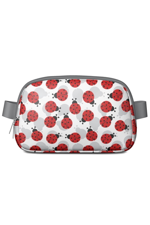 Garden Ladybird Fanny Pack – Cute Cartoon Red Ladybug Waist Bag for Women with Nature Insect Print and Polka Dot Style