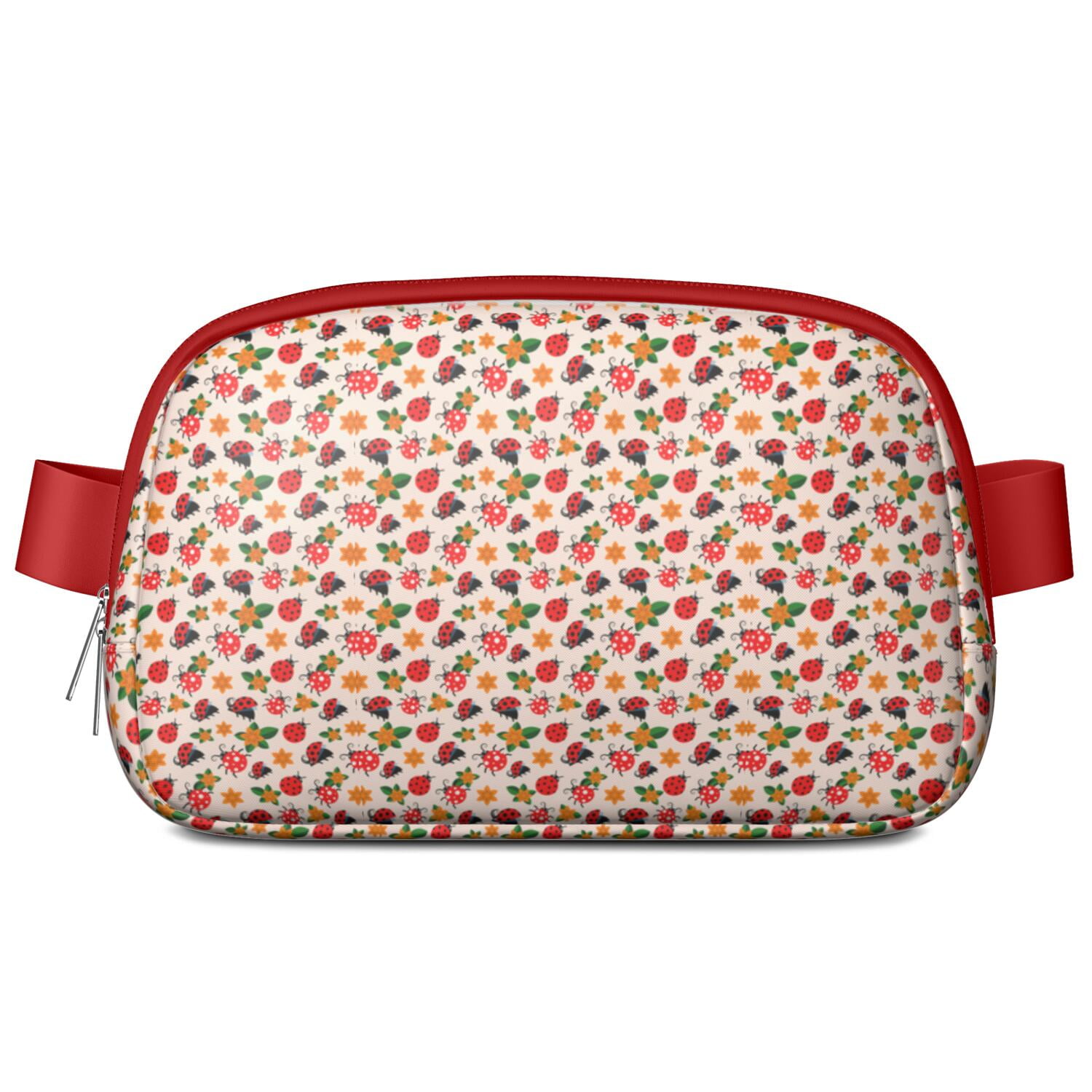 Garden Ladybird Fanny Pack – Cute Cartoon Red Ladybug Waist Bag for Women with Nature Insect Print and Polka Dot Style