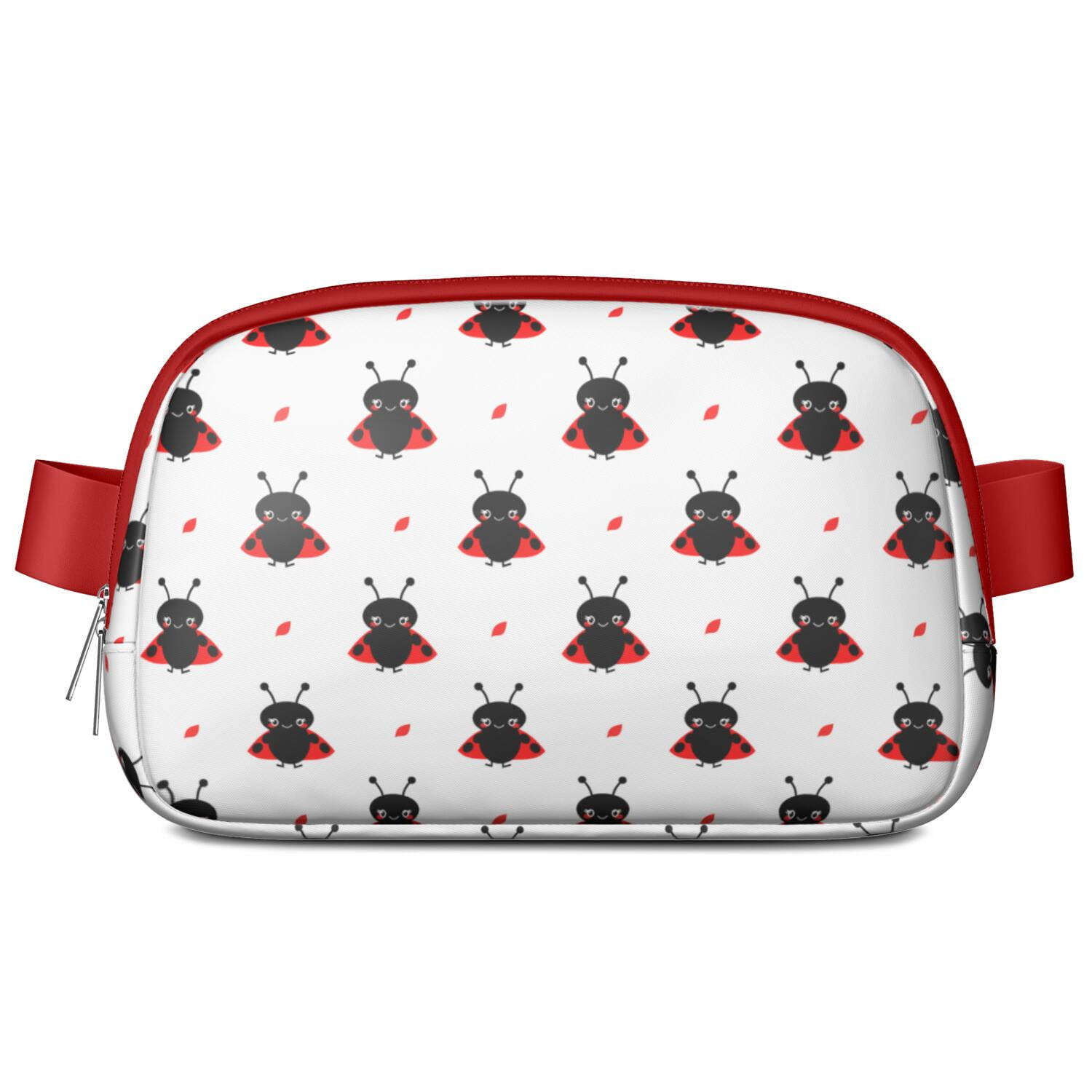 Garden Ladybird Fanny Pack – Cute Cartoon Red Ladybug Waist Bag for Women with Nature Insect Print and Polka Dot Style