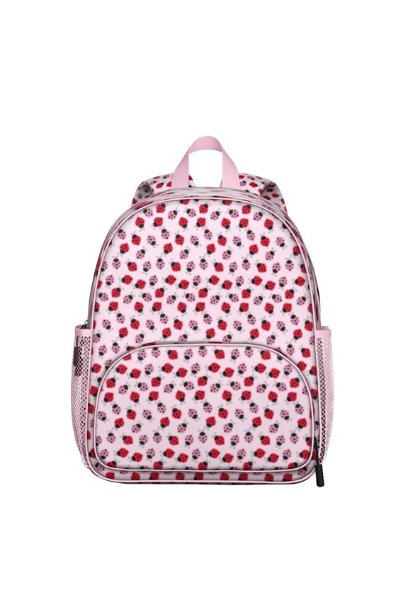 Garden Ladybug Student Backpack – Nature Insect Cartoon Print With Cute Red Ladybird Polka Dot Pattern