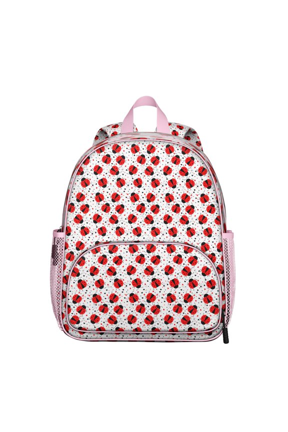 Garden Ladybug Student Backpack – Nature Insect Cartoon Print With Cute Red Ladybird Polka Dot Pattern