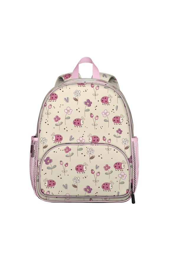 Garden Ladybug Student Backpack – Nature Insect Cartoon Print With Cute Red Ladybird Polka Dot Pattern
