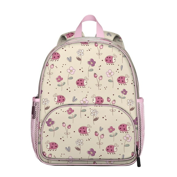 Garden Ladybug Student Backpack – Nature Insect Cartoon Print With Cute Red Ladybird Polka Dot Pattern