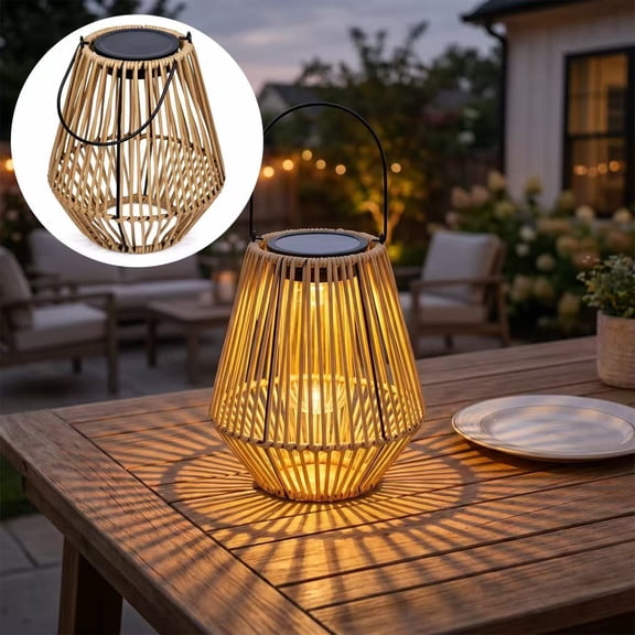Gaoxin Outdoor Lamp, Solar, Rattan, IP65 Waterproof, Hanging, for Garden, Balcony, Patio
