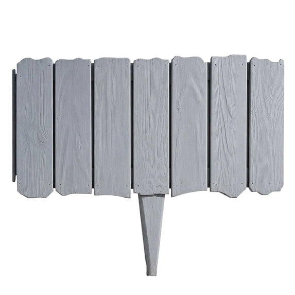 Garden Landscape Edging Border, Light Gray Wood Grain Fence for Lawn Pathway Flower Bed