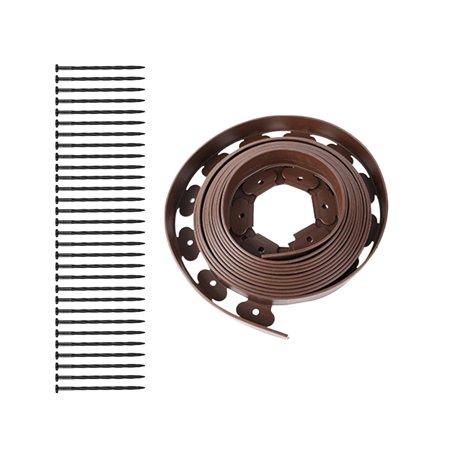 Garden Landscape Edging Borders, Landscaping Edging, Lawn Border with Spikes Garden Edging Coil, Garden Edging Border, for Outdoor Lawn 10cm Brown