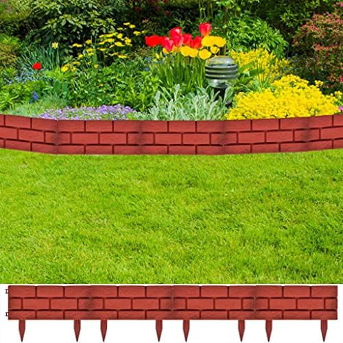 Garden Landscape Edging Borders with Spikes,Lawn Divider with Brick Design 11 pcs,for DIY Outdoor Balcony Yard Landscaping$$Garden &