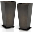 thumbnail image 1 of Garden Large Metal Glazed Floor Planter Set of  x H - Luxurious Glossy Finish  Tall Square Tapered  Plant Pots   Flower Pot Indoor &; Outdoor  Drainage Hole, 1 of 7