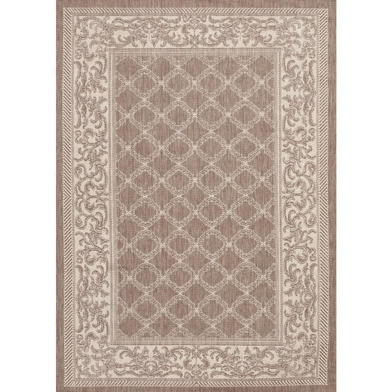 Garden Lattice Area Rug, Cocoa/Natural ,Round, 7'6" x 7'6"