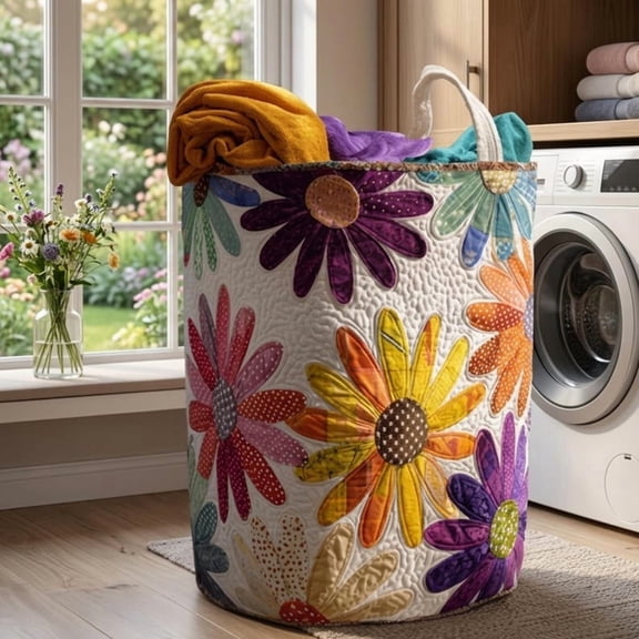 Garden Laundry Basket for Mom, Floral Canvas Hamper, Housewarming Gift Ideas, Mother's Day Gift, Grandma Birthday Gift, Retro Gift