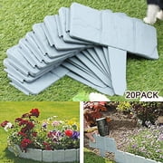Garden Lawn Edging Plant Border, 20Pack Stone Effect Plastic Fence Lawn Edging DIY Decorative Flower Bed & Grass Garden Border