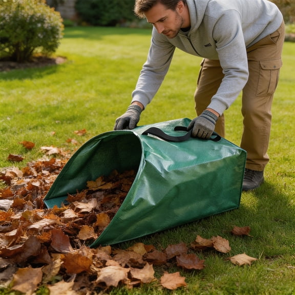 Garden Leaf Bag, Extra Large Yard Waste Storage Sack With Wide Opening Reinforced Handles Foldable Space Saving Design, For Lawn Cleanup Gardening Projects Camping Storage