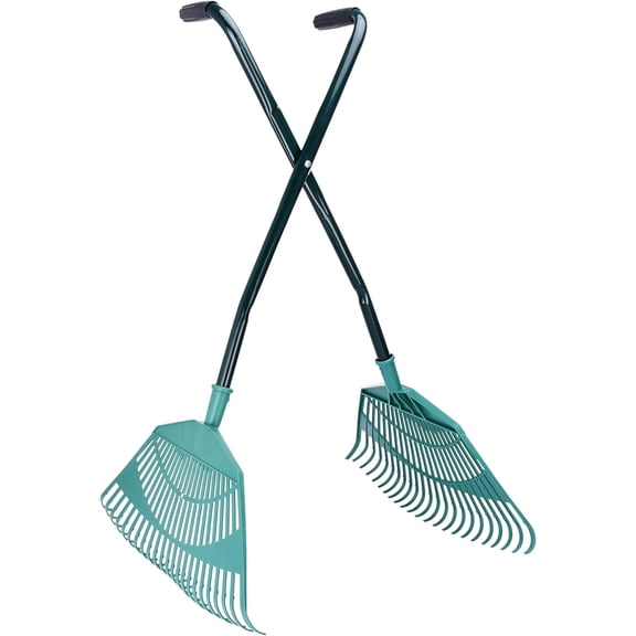 | Garden Leaf Grabber - Leaf Picker Removal Tools - Garden Leaf Scoops - Leaves Collector with Curved Claws - Strong Steel Handles - Lawn Rake Tool - 35'' x 20'' (Green)