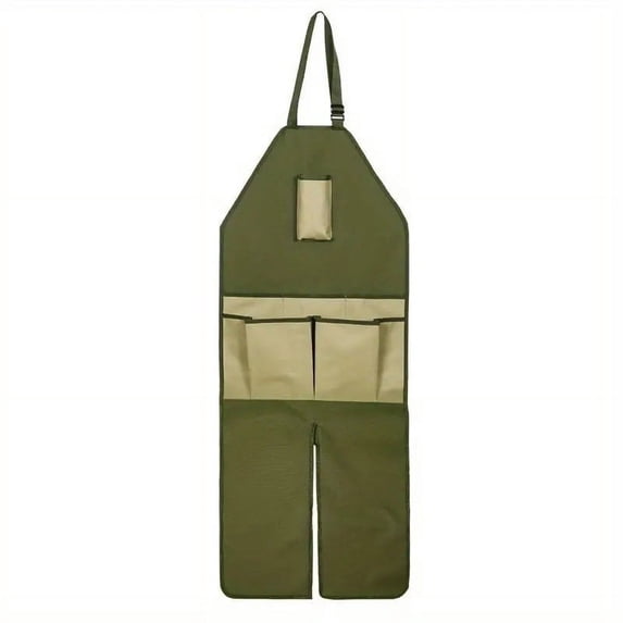 Garden Leg Apron for Trimming | Heavy-Duty Waxed Canvas | Multiple Tool Pockets, Chest, Hip Loop | Adjustable Crossback Strap | Durable Extended Edition | Color Options | Unisex Workwear