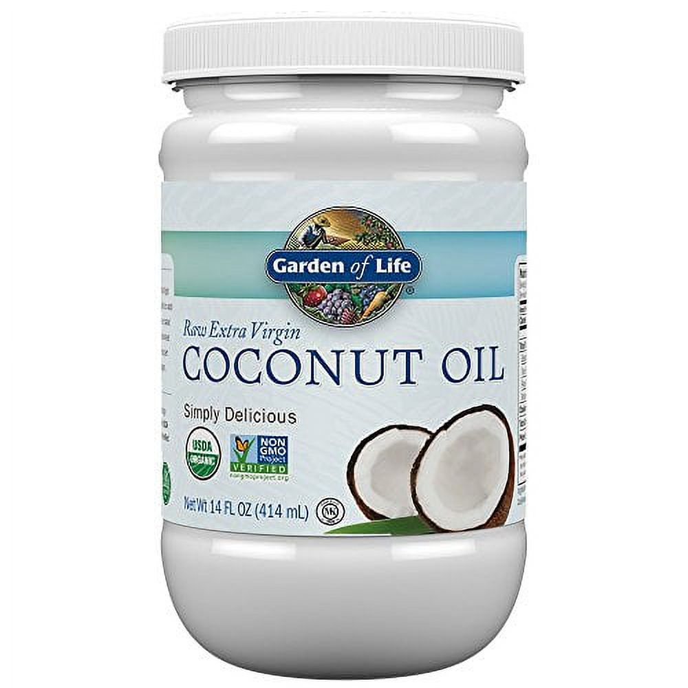 Garden of Life Coconut Oil for Hair, Skin, Cooking - Raw Extra Virgin Organic Coconut Oil, 27 Servings - Pure Unrefined Cold Pressed Oil with MCTs for Body Care or Baking, Aceite de Coco Organico - image 1 of 7