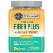 Garden of Life Dr. Formulated Fiber Plus Digestive, Gut, Heart Health, Occasional Constipation Relief, and Stress Support Supplement Gummies with Magnesium and Probiotics, 72 Count