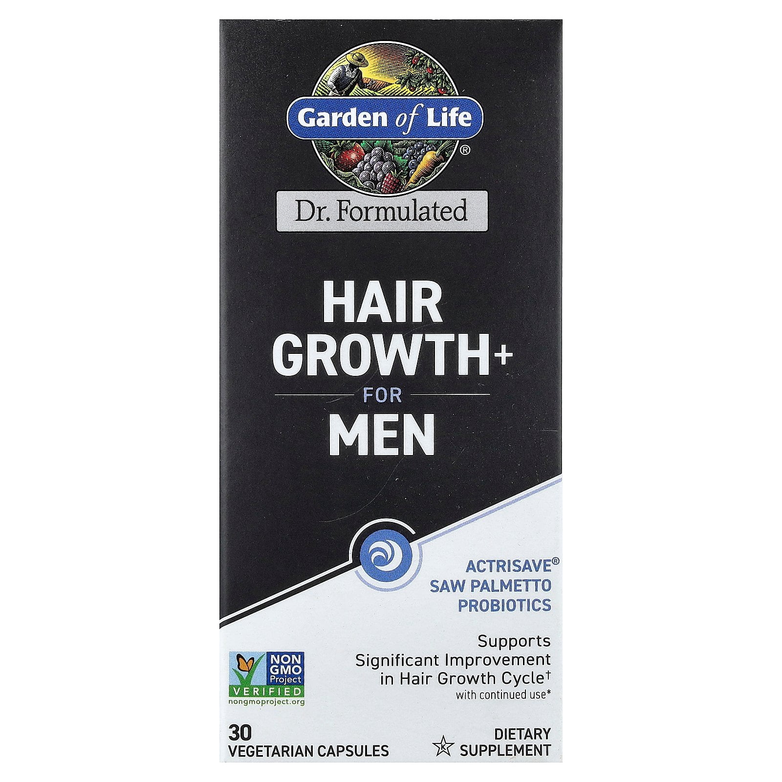 Garden of Life Hair Growth+ for Men, 30 Vegetarian Capsules