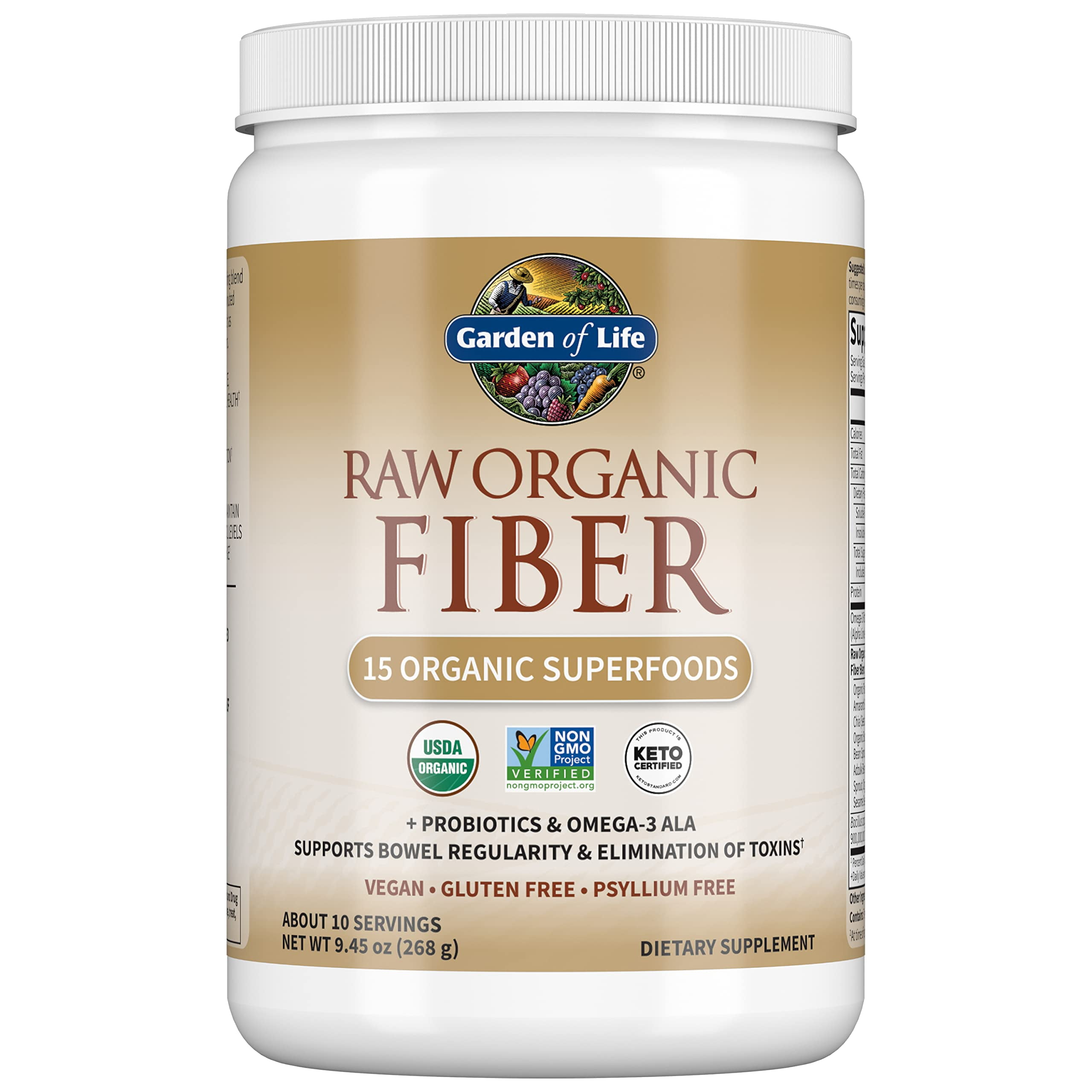Garden of Life Fiber Supplement, Raw Organic Fiber Powder 10 Servings