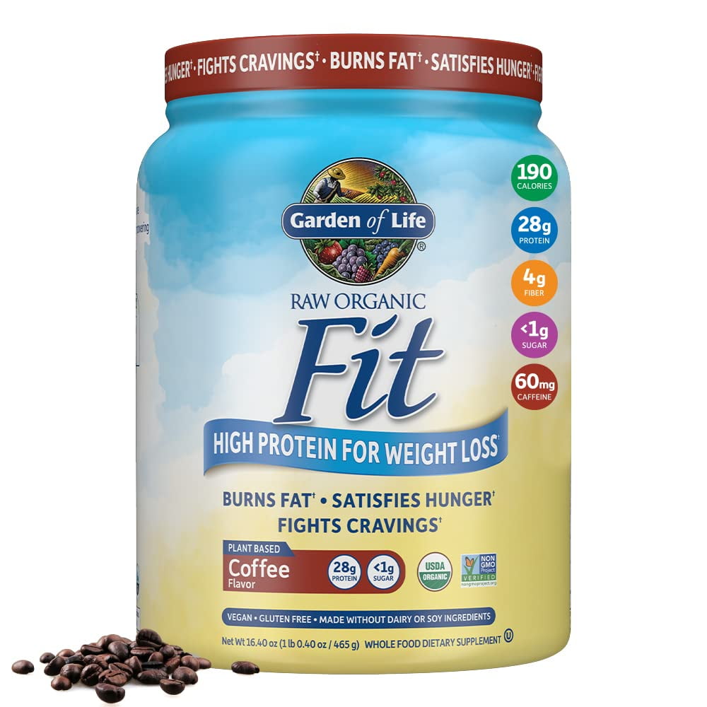 Garden of Life Raw Organic Fit Vegan Protein Powder Coffee, 28g Plant