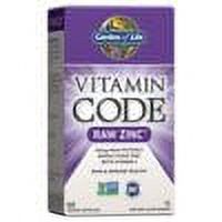 Garden of Life Vitamin Code Raw Zinc, 30mg Whole Food Zinc Supplement + Vitamin C, Trace Minerals & Probiotics for Immune Support, Certified Vegan Non-GMO & Gluten Free Zinc Supple - image 1 of 9