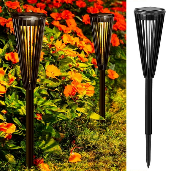 Garden Lights Solar Powered Black Cone Lawn Post Lamp Personalized Courtyard Landscape Lamp LED Outdoor Road Light Practical Yard Decoration