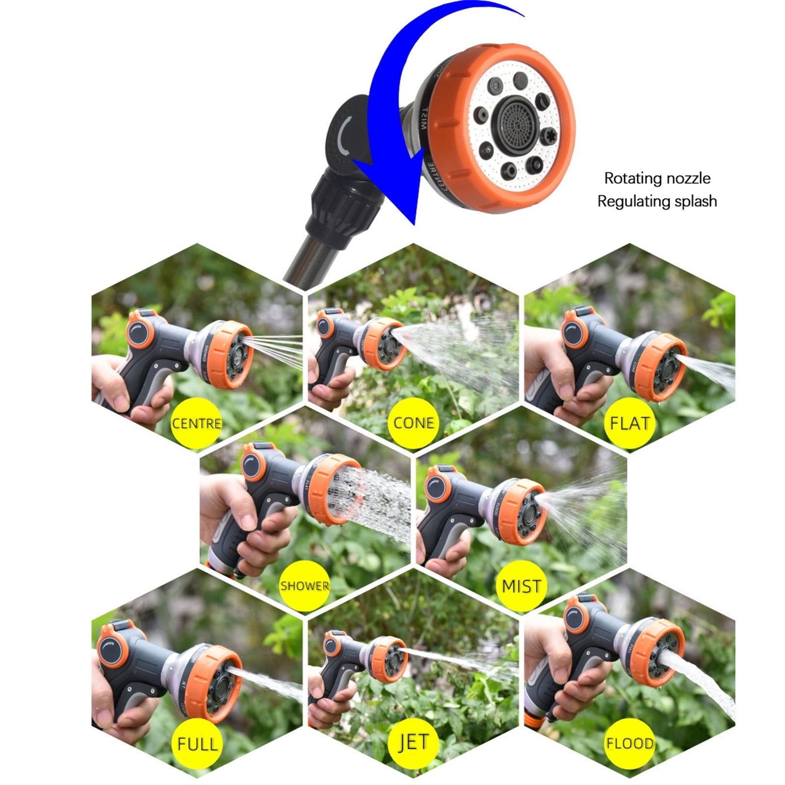 Garden Long Pole Water Nozzle Low Pressure Shower Head with Hose Shower